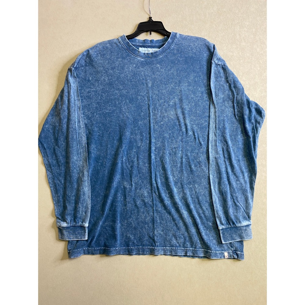 Vineyard Crew Mens 2XL Blue Acid Wash Long Sleeve Cotton T-Shirt 5048-M